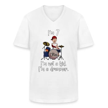Ich bin 7 - Jungen Schlagzeuger - Männer-T-Shirt mit V-Ausschnitt - Weiß - Vorne - AI Model Male 185 light (185cm)