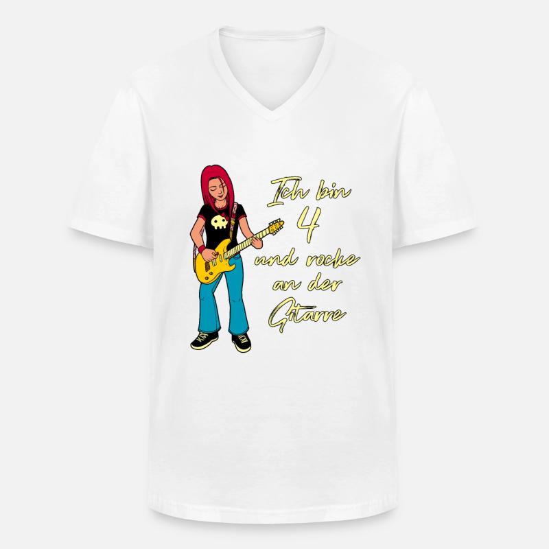 Ich bin 4 - Mädchen Gitarrist - Männer-T-Shirt mit V-Ausschnitt - Weiß
