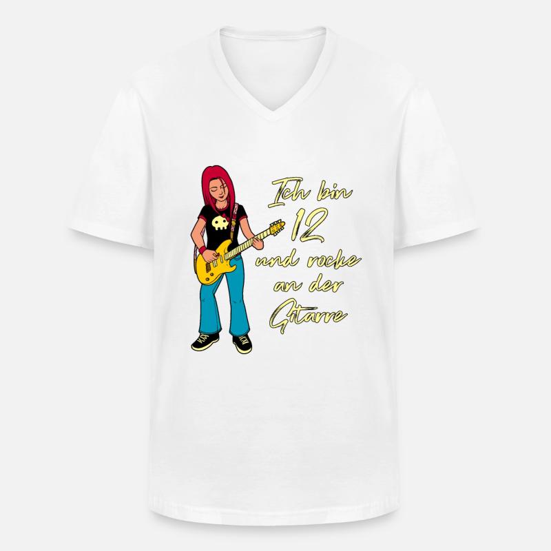 Ich bin 12 - Mädchen Gitarrist - Männer-T-Shirt mit V-Ausschnitt - Weiß