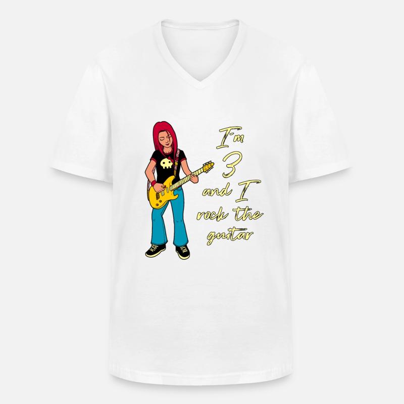 Ich bin 3 - Mädchen Gitarrist - Männer-T-Shirt mit V-Ausschnitt - Weiß