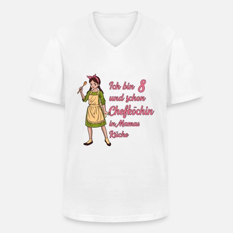 Ich bin 8 - Mädchen Koch - Männer-T-Shirt mit V-Ausschnitt - Weiß