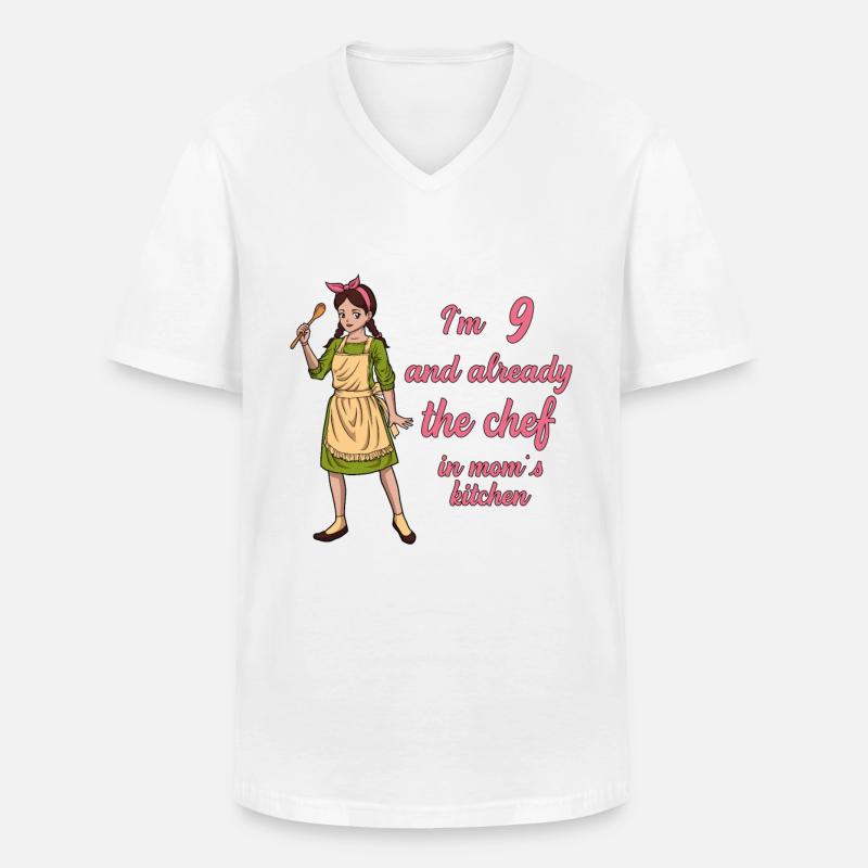 Ich bin 9 - Mädchen Koch - Männer-T-Shirt mit V-Ausschnitt - Weiß