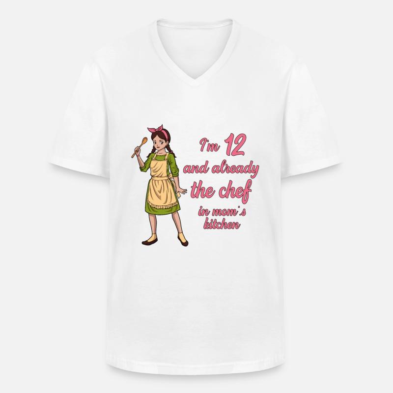 Ich bin 12 - Mädchen Koch - Männer-T-Shirt mit V-Ausschnitt - Weiß