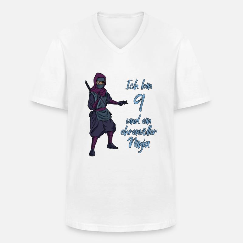 Ich bin 9 - Jungen Ninja - Männer-T-Shirt mit V-Ausschnitt - Weiß