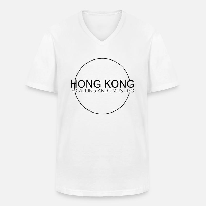 hong kong spruch - Männer-T-Shirt mit V-Ausschnitt - Weiß