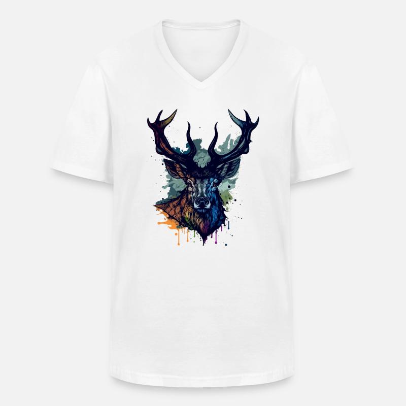 Hirschbarbe - Männer-T-Shirt mit V-Ausschnitt - Weiß