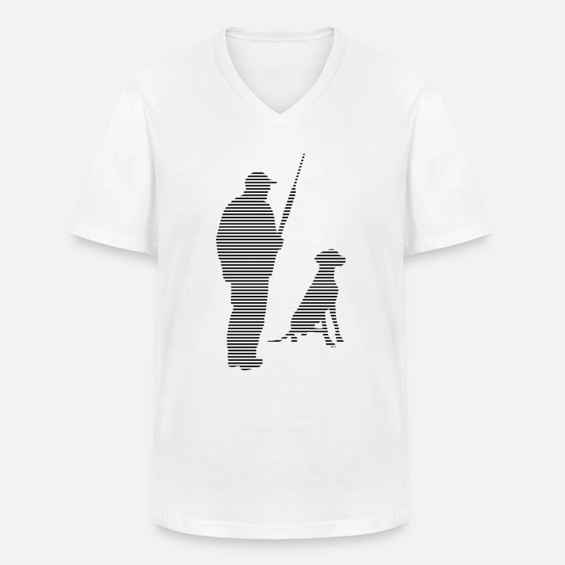 Jäger - Männer-T-Shirt mit V-Ausschnitt - Weiß