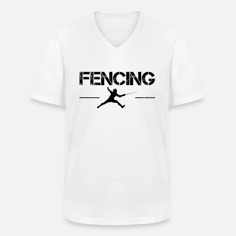 Fechten - Männer-T-Shirt mit V-Ausschnitt - Weiß