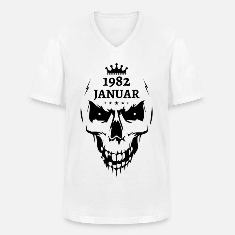 Januar 1982 Totenkopf - Männer-T-Shirt mit V-Ausschnitt - Weiß