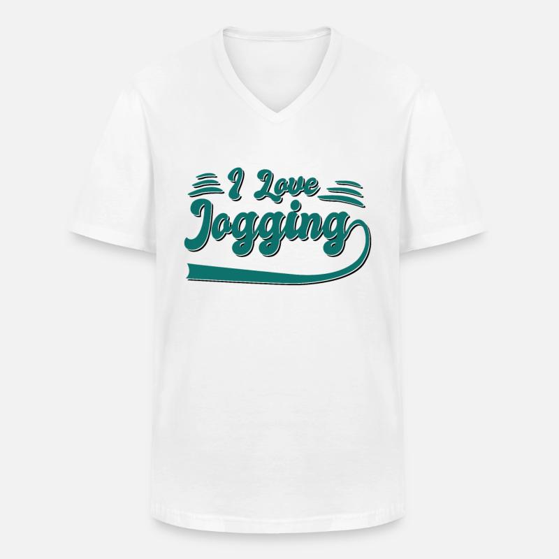 Ich liebe Joggen - Männer-T-Shirt mit V-Ausschnitt - Weiß