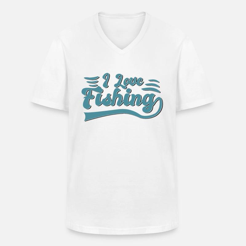 Ich liebe Angeln - Männer-T-Shirt mit V-Ausschnitt - Weiß