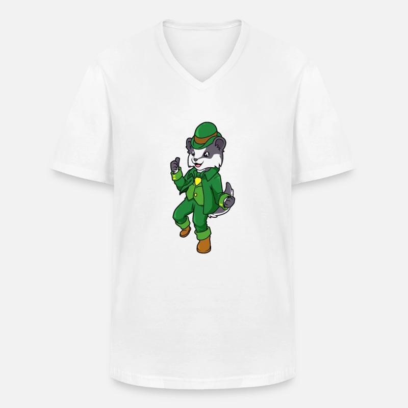 Dachs Leprechaun - St Patricks Dachs - Männer-T-Shirt mit V-Ausschnitt - Weiß