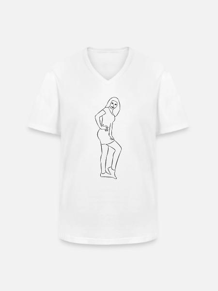 pretty woman drawn - Men's V-Neck T-Shirt - white