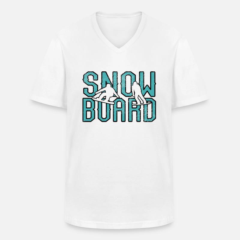 Snowboard - Männer-T-Shirt mit V-Ausschnitt - Weiß