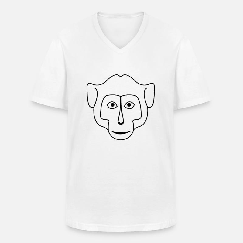 Affe Affengesicht Zeichnung - Männer-T-Shirt mit V-Ausschnitt - Weiß