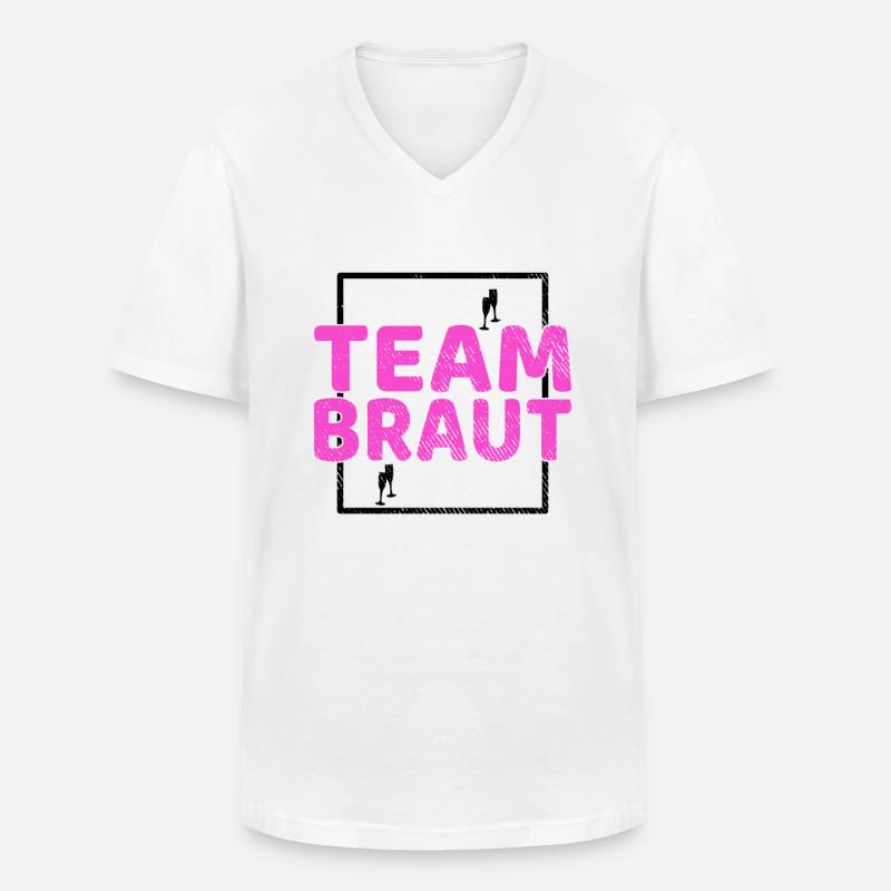 Team Braut - Männer-T-Shirt mit V-Ausschnitt - Weiß