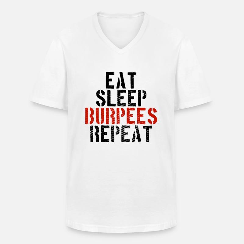 Essen Schlafen Burpees - Männer-T-Shirt mit V-Ausschnitt - Weiß