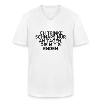 Alkohol Schnaps Spruch - Männer-T-Shirt mit V-Ausschnitt - Weiß - Vorne - AI Model Male 185 light (185cm)