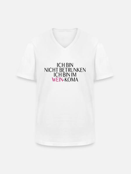 Wein Koma Spruch - Männer-T-Shirt mit V-Ausschnitt - Weiß