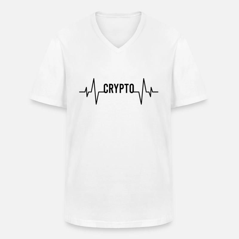 Krypto Kryptowährung Herzschlag - Männer-T-Shirt mit V-Ausschnitt - Weiß