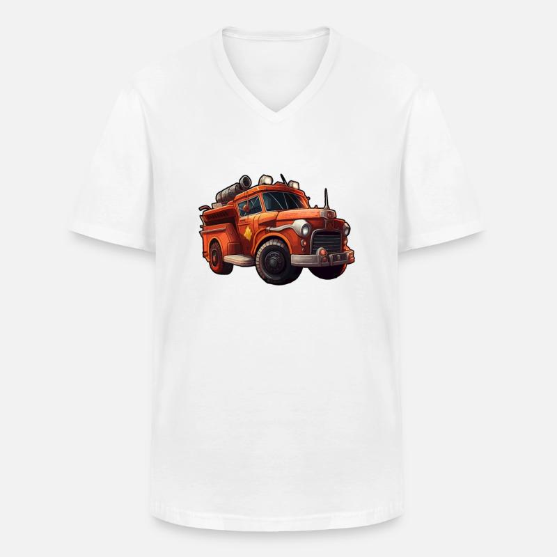 Fire engine fire brigade - Men's V-Neck T-Shirt - white