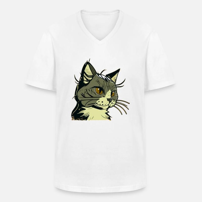 Katze im comic style - Männer-T-Shirt mit V-Ausschnitt - Weiß