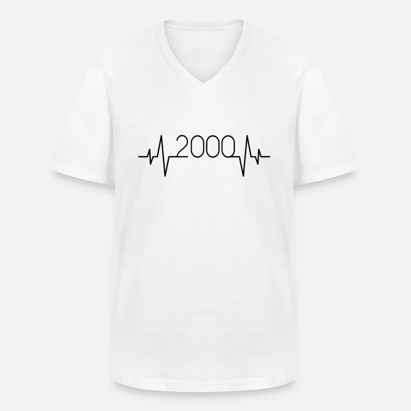 2000 Herzschlag - Männer-T-Shirt mit V-Ausschnitt - Weiß