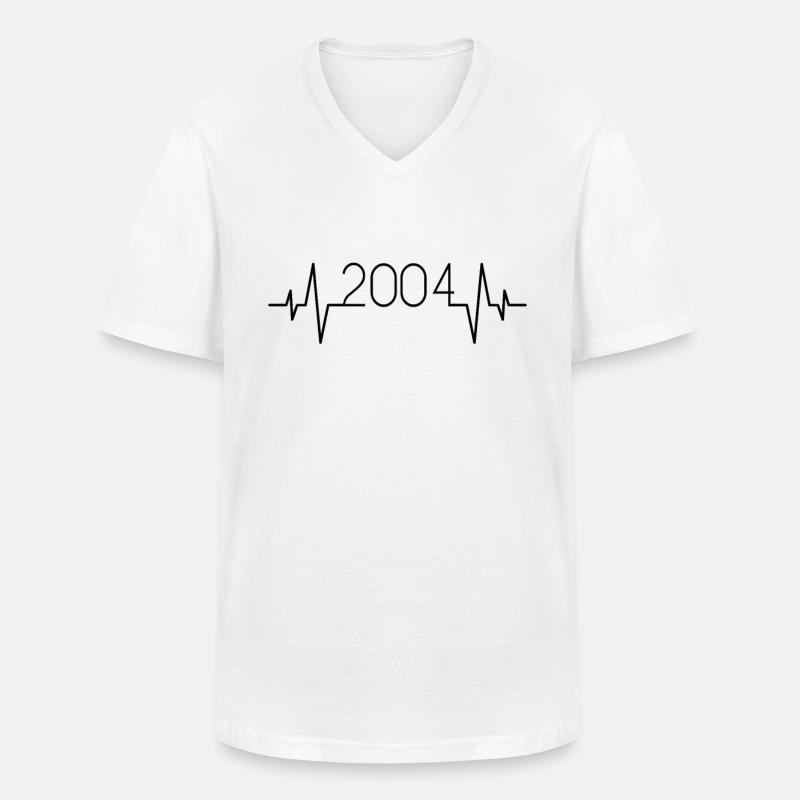2004 Herzschlag - Männer-T-Shirt mit V-Ausschnitt - Weiß