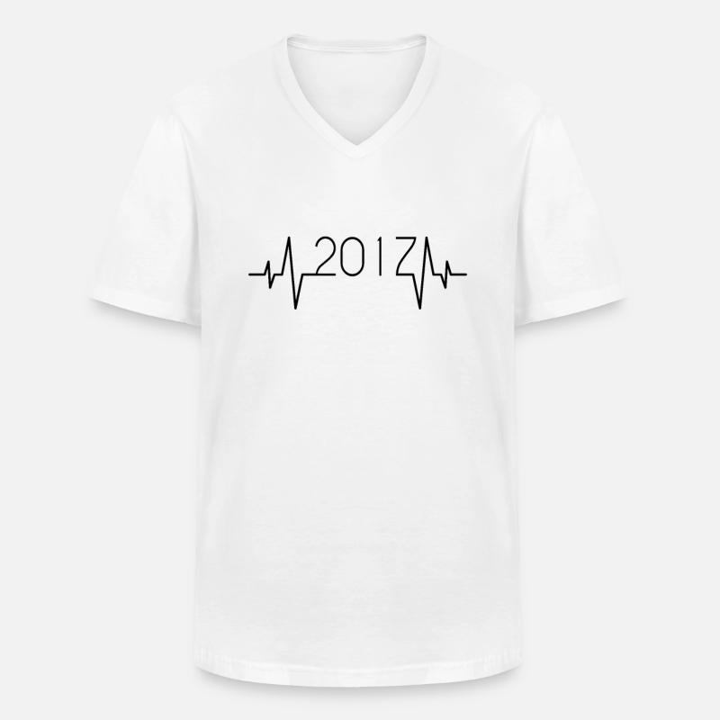 2017 Herzschlag - Männer-T-Shirt mit V-Ausschnitt - Weiß