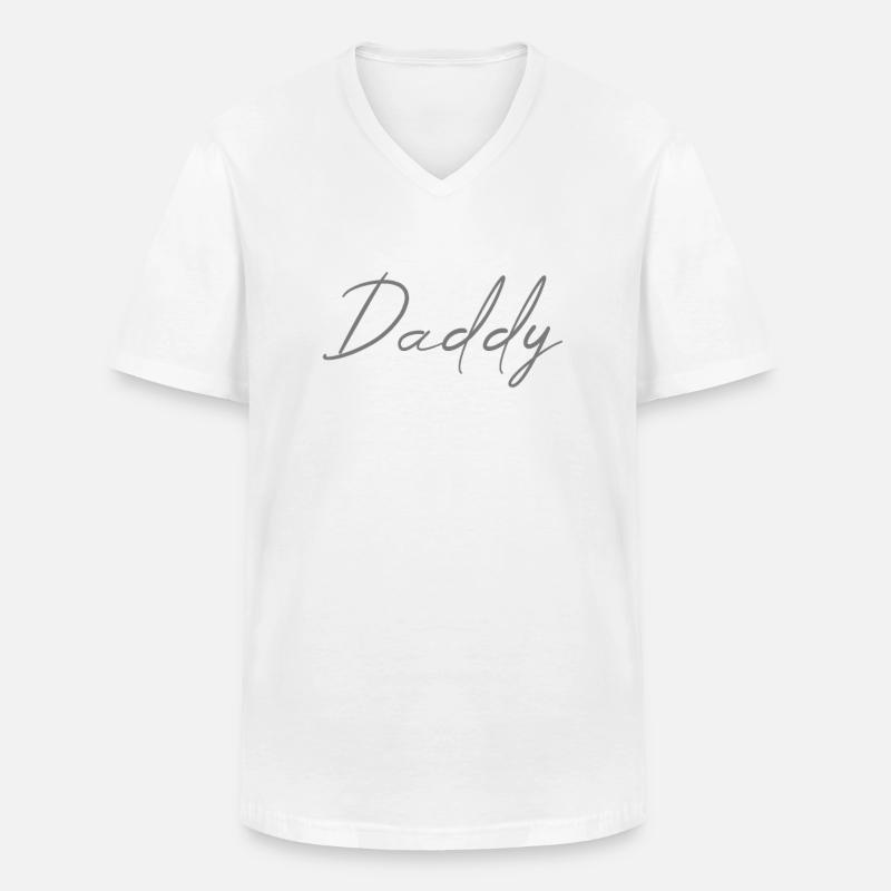 Daddy Schriftzug - Männer-T-Shirt mit V-Ausschnitt - Weiß