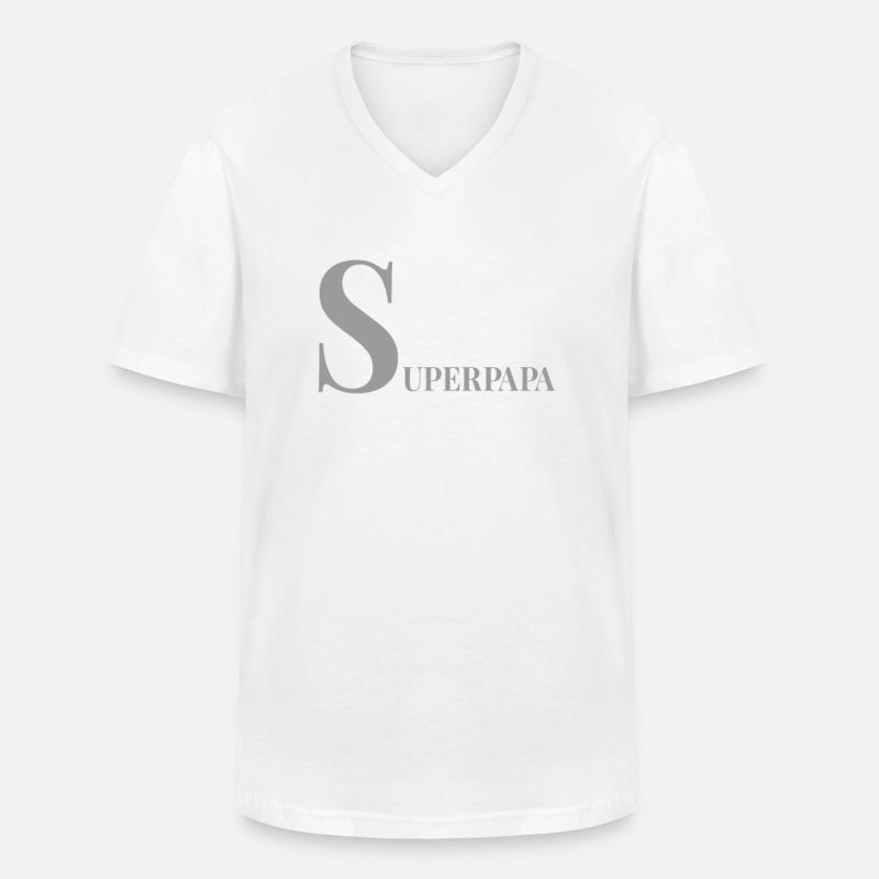 Superpapa - Männer-T-Shirt mit V-Ausschnitt - Weiß