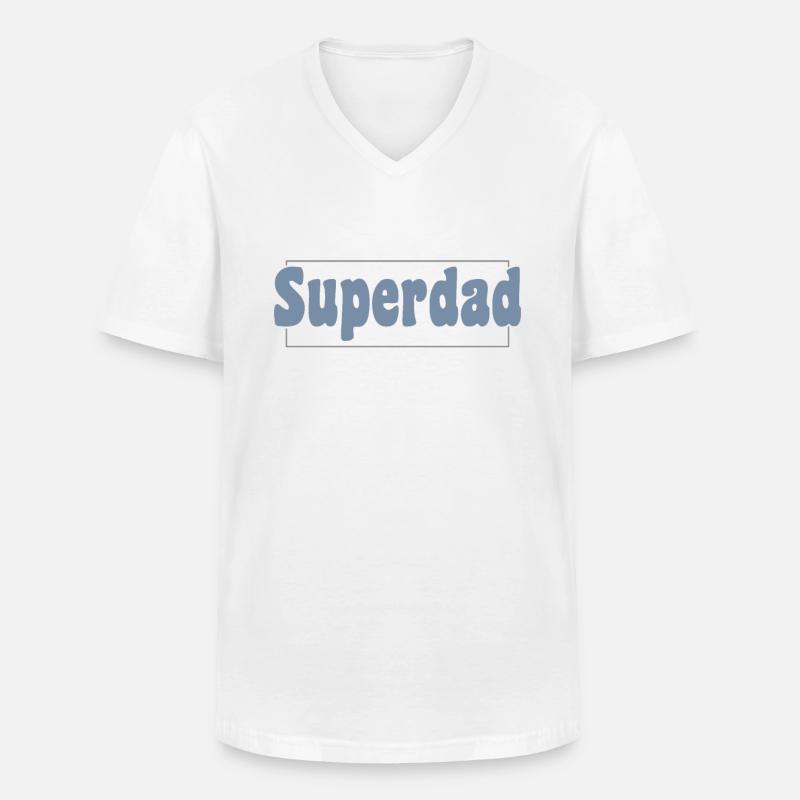 Superdad - Männer-T-Shirt mit V-Ausschnitt - Weiß