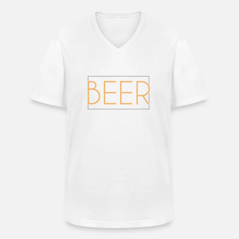 Bier Schriftzug - Männer-T-Shirt mit V-Ausschnitt - Weiß