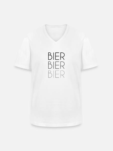 Bier Schriftzug - Männer-T-Shirt mit V-Ausschnitt - Weiß