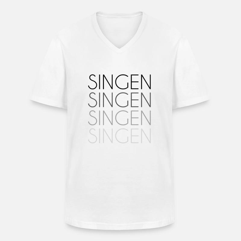 Singen Schriftzug - Männer-T-Shirt mit V-Ausschnitt - Weiß