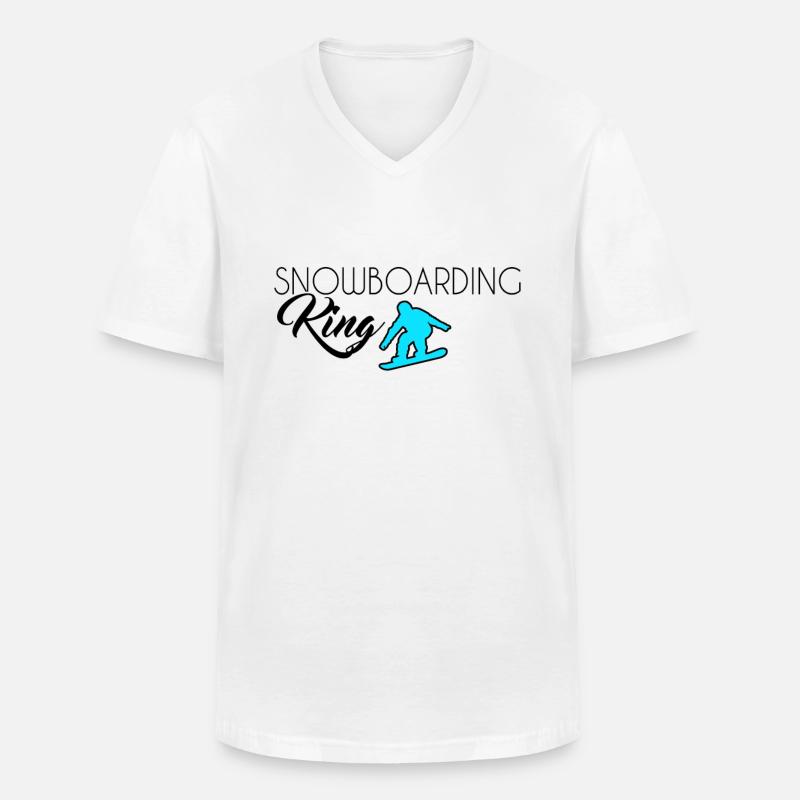 Snowboarding King - Männer-T-Shirt mit V-Ausschnitt - Weiß