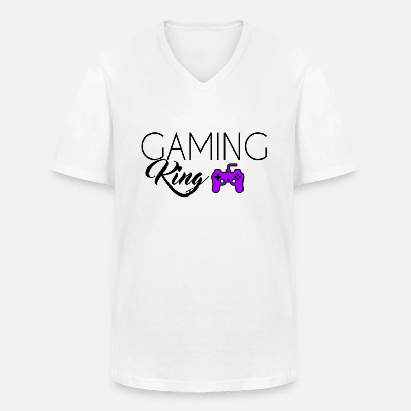 Gaming King - Männer-T-Shirt mit V-Ausschnitt - Weiß
