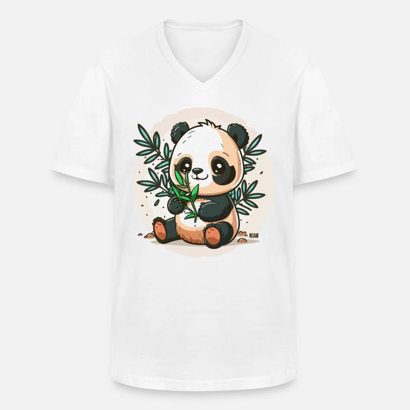 Bambus-liebender Panda - Männer-T-Shirt mit V-Ausschnitt - Weiß