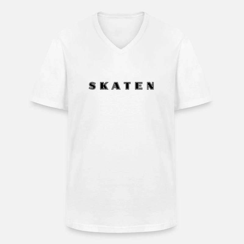 Skating Schriftzug - Männer-T-Shirt mit V-Ausschnitt - Weiß