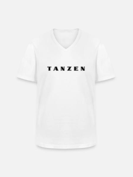 Lettrage dansant - T-shirt col V Homme - blanc