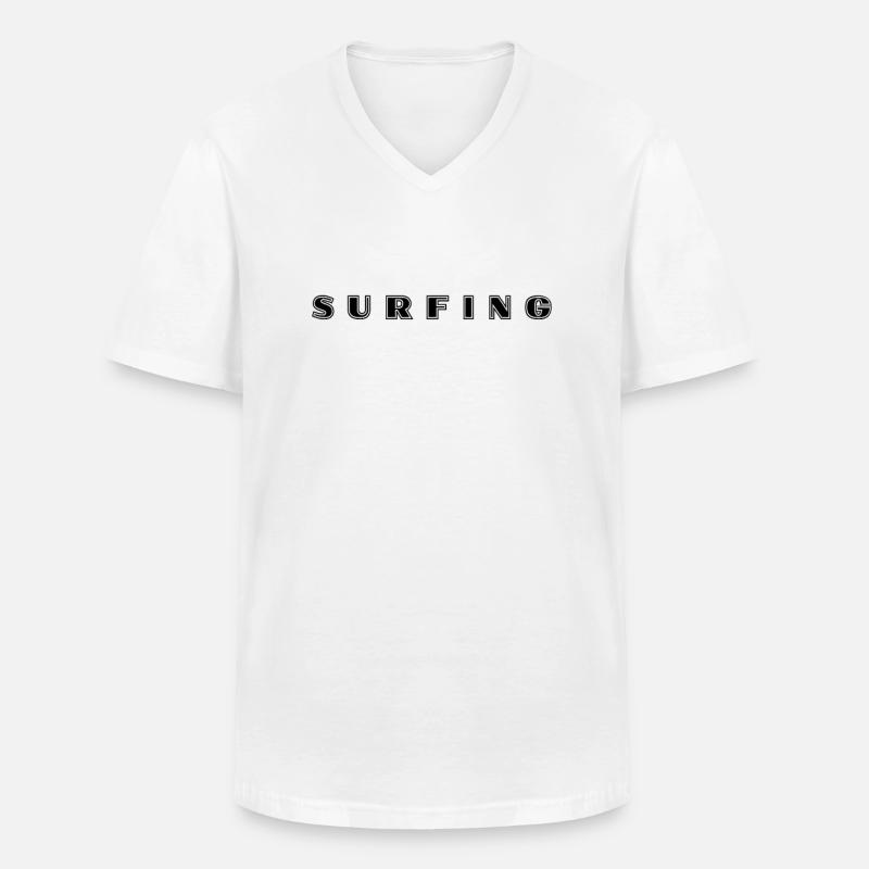 Surfen Schriftzug - Männer-T-Shirt mit V-Ausschnitt - Weiß