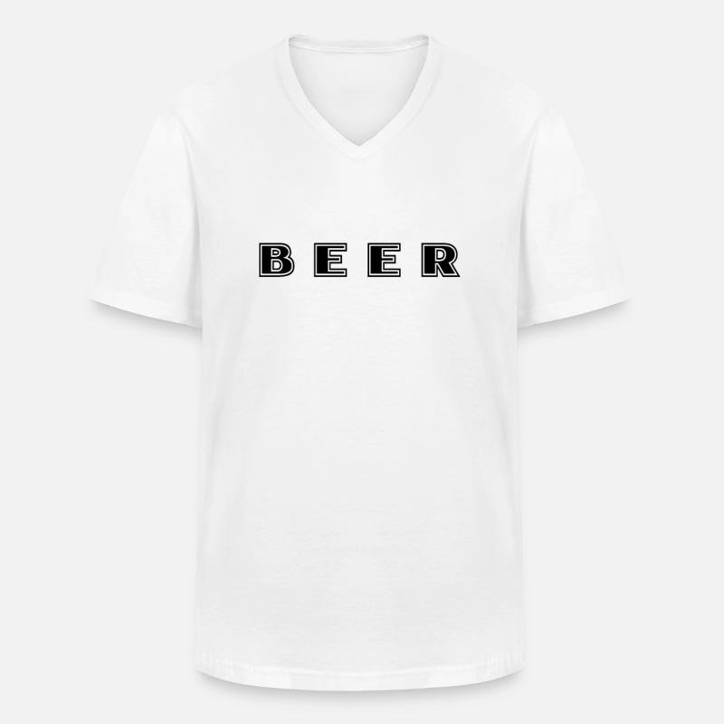 Bier Schriftzug - Männer-T-Shirt mit V-Ausschnitt - Weiß