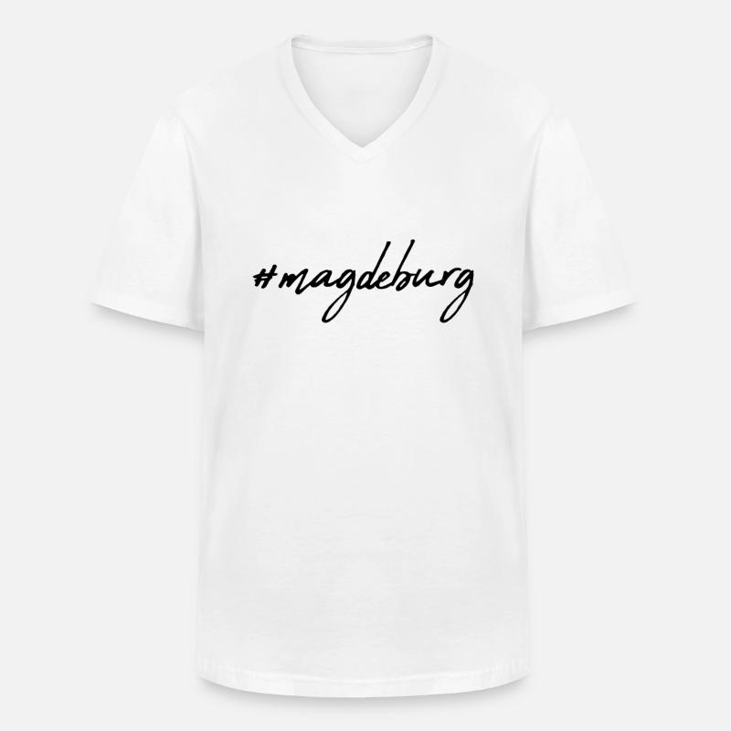 Magdeburg - Männer-T-Shirt mit V-Ausschnitt - Weiß