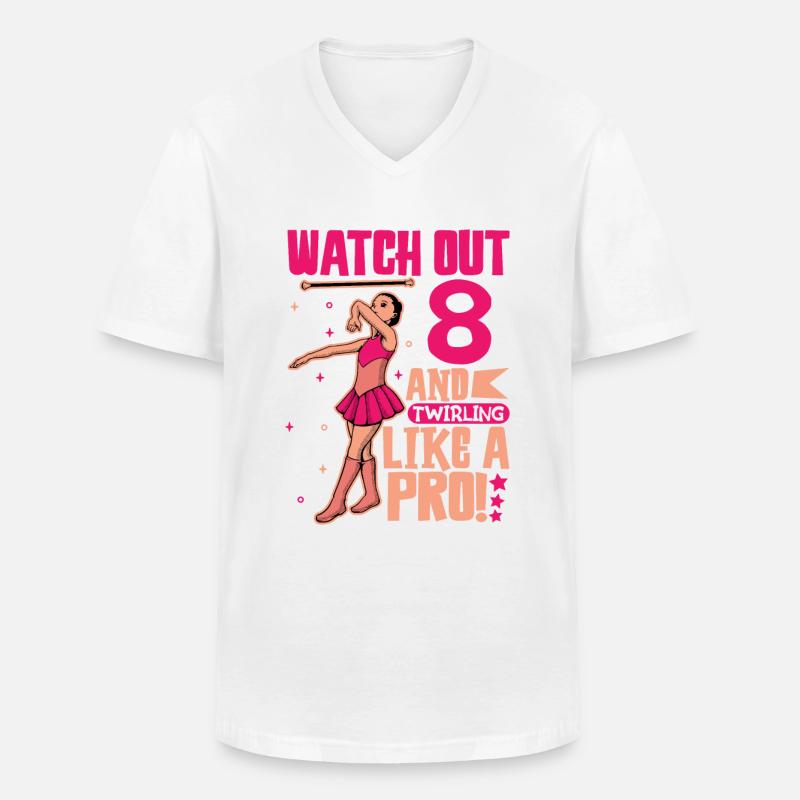 Ich bin 8 - Mädchen Twirling - Männer-T-Shirt mit V-Ausschnitt - Weiß