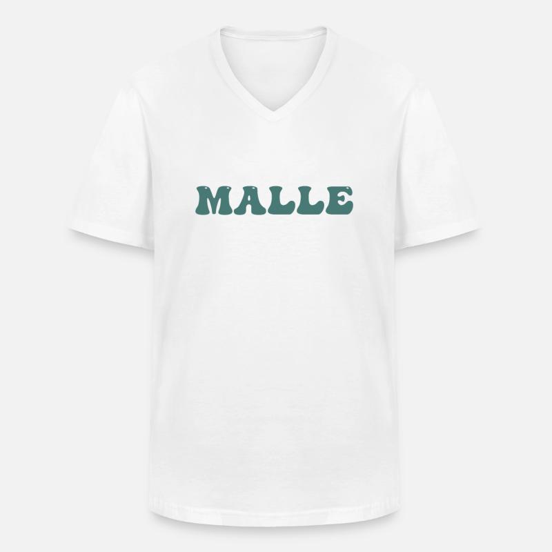 Malle - Männer-T-Shirt mit V-Ausschnitt - Weiß