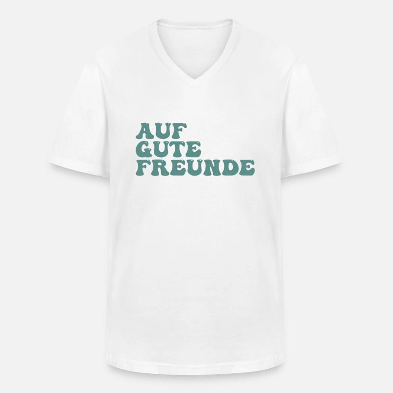 Auf gute Freunde - Männer-T-Shirt mit V-Ausschnitt - Weiß