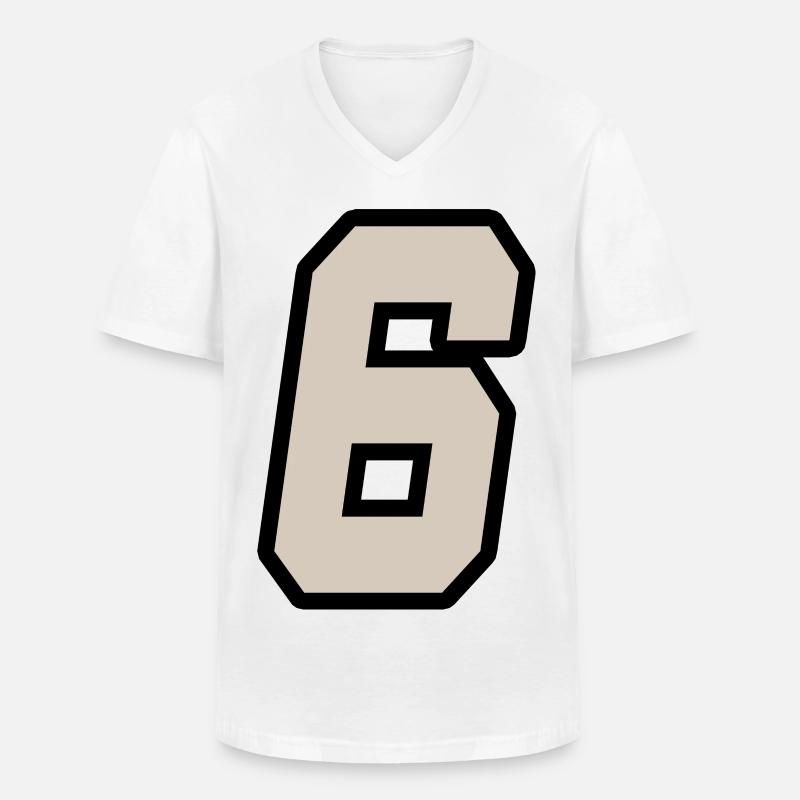 Nummer sechs - Männer-T-Shirt mit V-Ausschnitt - Weiß