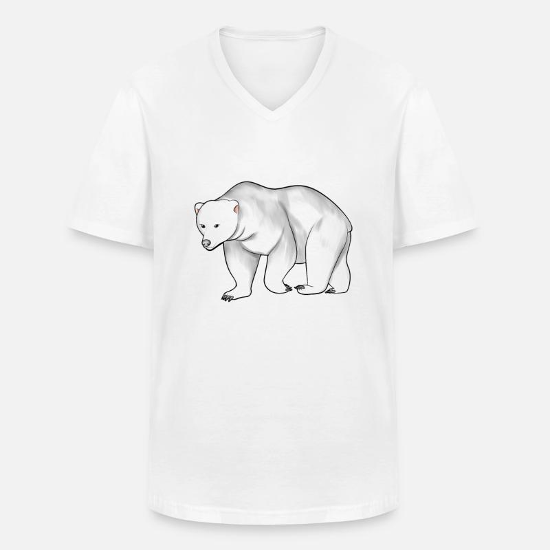 Zeichnung eines Eisbär - Männer-T-Shirt mit V-Ausschnitt - Weiß