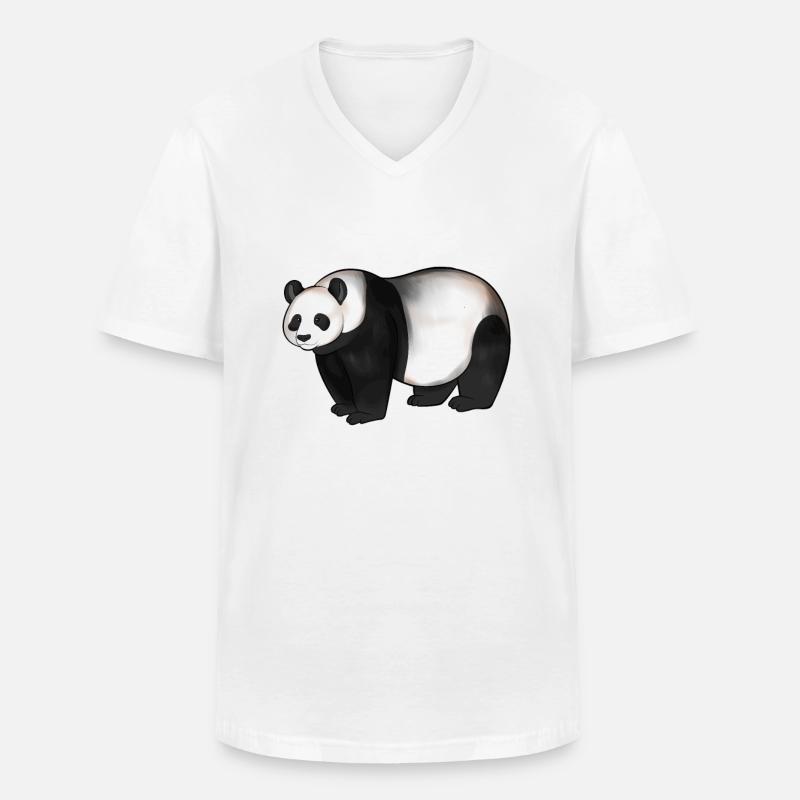 Zeichnung eines Pandabär - Männer-T-Shirt mit V-Ausschnitt - Weiß