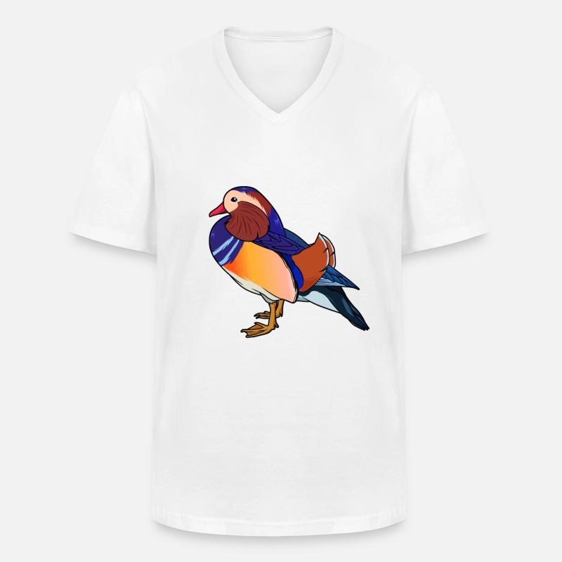 Zeichnung einer Mandarinente - Männer-T-Shirt mit V-Ausschnitt - Weiß
